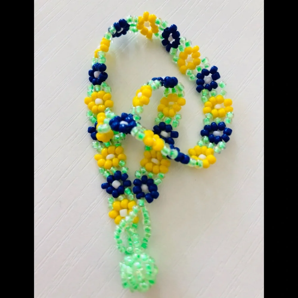 2 anklets glass bead /bracelet 9 inches each